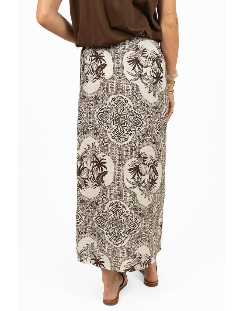 21Jewelz Wikkelrok met zomerse print - ecru/bruin