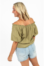 21Jewelz Blouse met strikdetail en pofmouw - groen