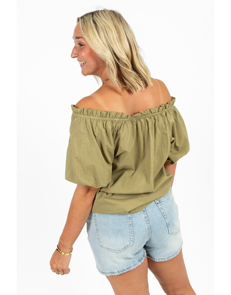 21Jewelz Blouse met strikdetail en pofmouw - groen