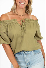 21Jewelz Blouse met strikdetail en pofmouw - groen