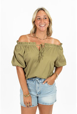 21Jewelz Blouse met strikdetail en pofmouw - groen
