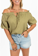 21Jewelz Blouse met strikdetail en pofmouw - groen