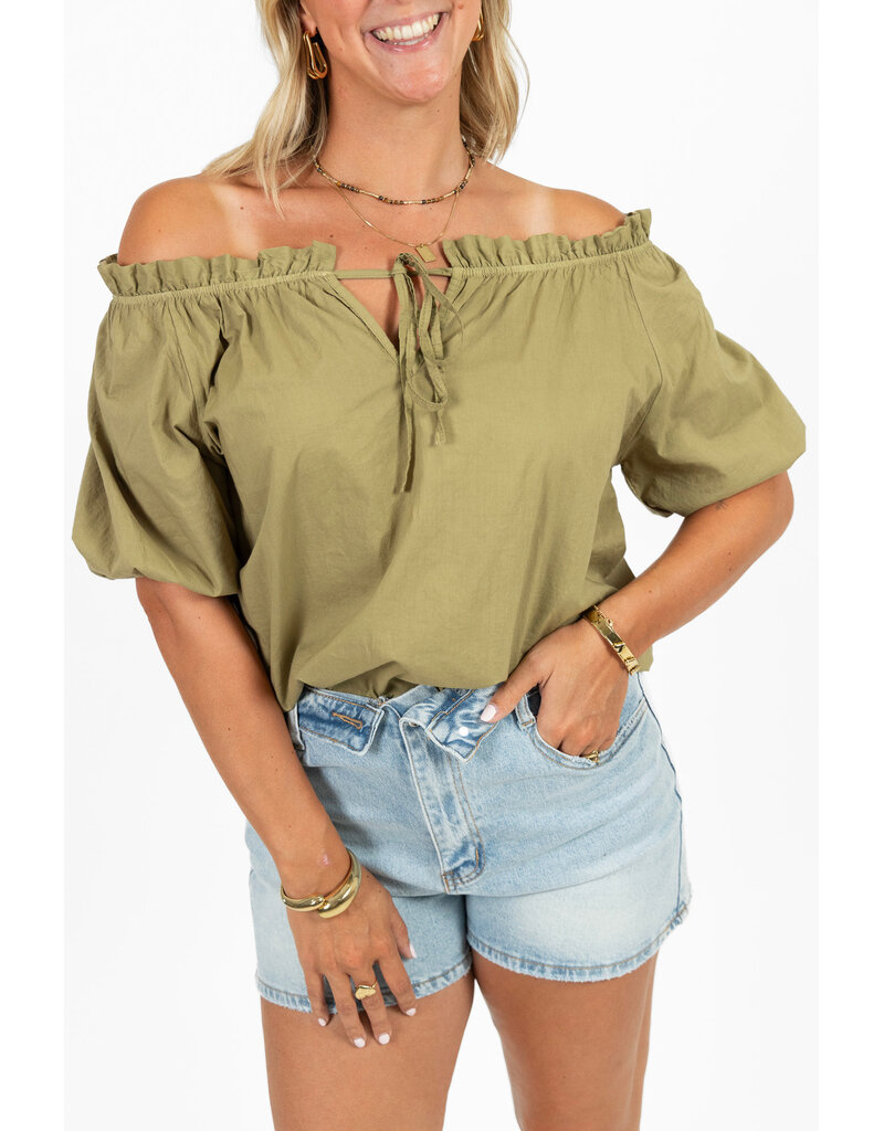 21Jewelz Blouse met strikdetail en pofmouw - groen