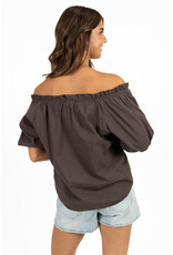21Jewelz Blouse met strikdetail en pofmouw - bruin