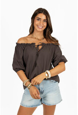 21Jewelz Blouse met strikdetail en pofmouw - bruin