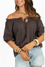 21Jewelz Blouse met strikdetail en pofmouw - bruin
