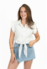 21Jewelz Blouse met knoopdetail & ruffles - wit