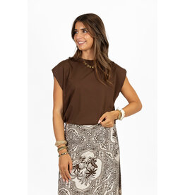 21Jewelz Mouwloze top met elastiek - bruin