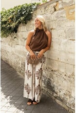 21Jewelz Pantalon met strik & palmboomprint - ecru