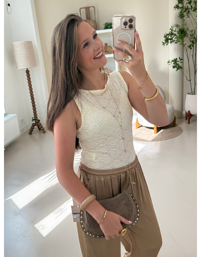 21Jewelz Satijn-look pantalon met koordje - beige