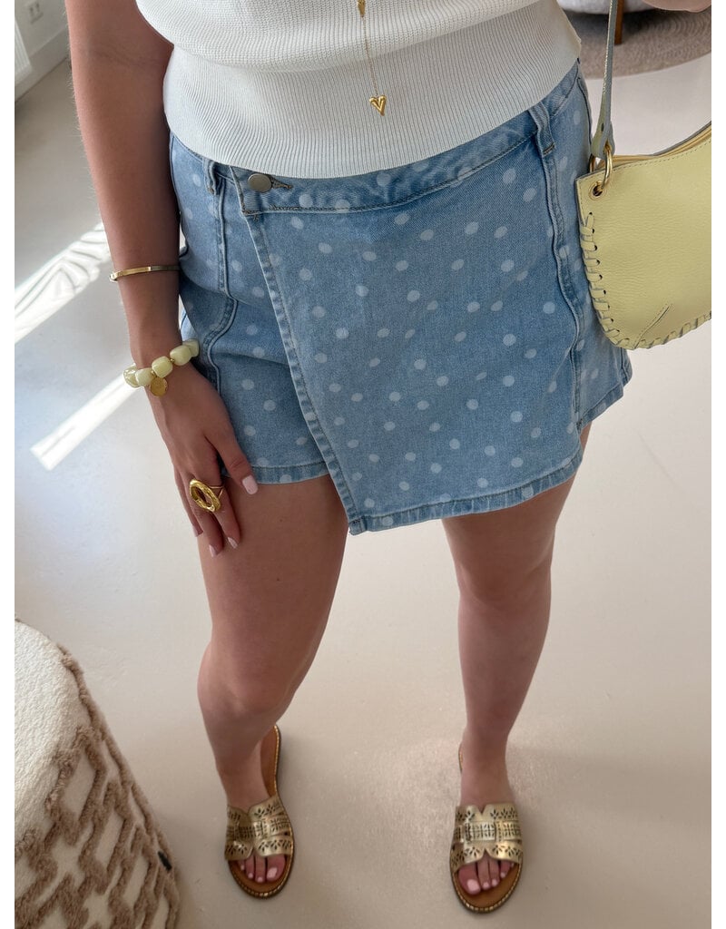 21Jewelz Denim skortje met stippen - blauw