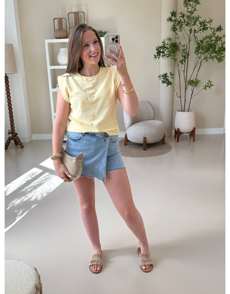 21Jewelz Gestreept t-shirt met gouden hartje - geel