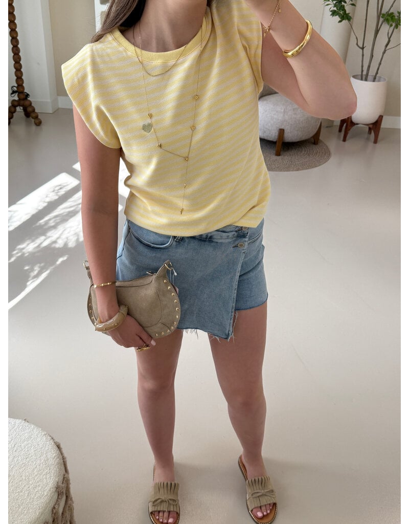 21Jewelz Gestreept t-shirt met gouden hartje - geel
