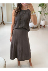 21Jewelz Effen maxi rok met naden - bruin