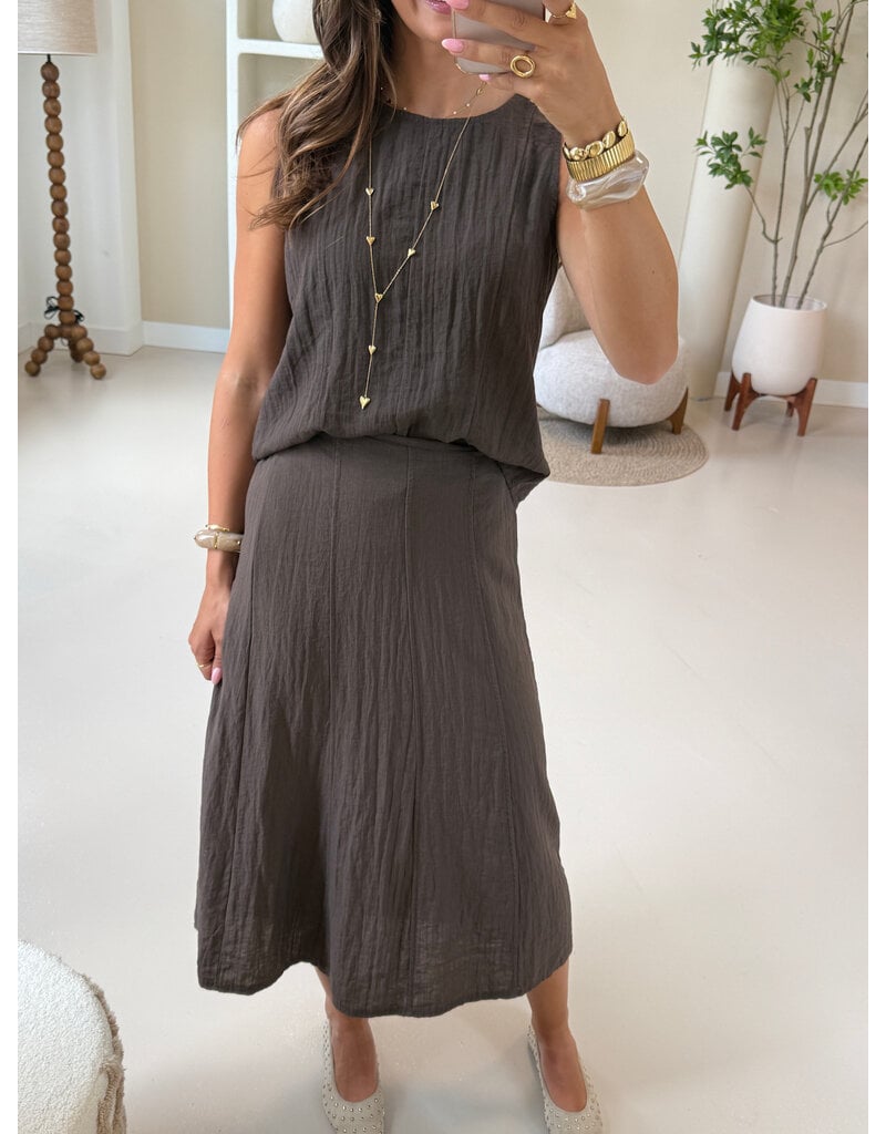 21Jewelz Effen maxi rok met naden - bruin