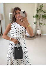 21Jewelz One shoulder jurk met stippen - ecru/bruin