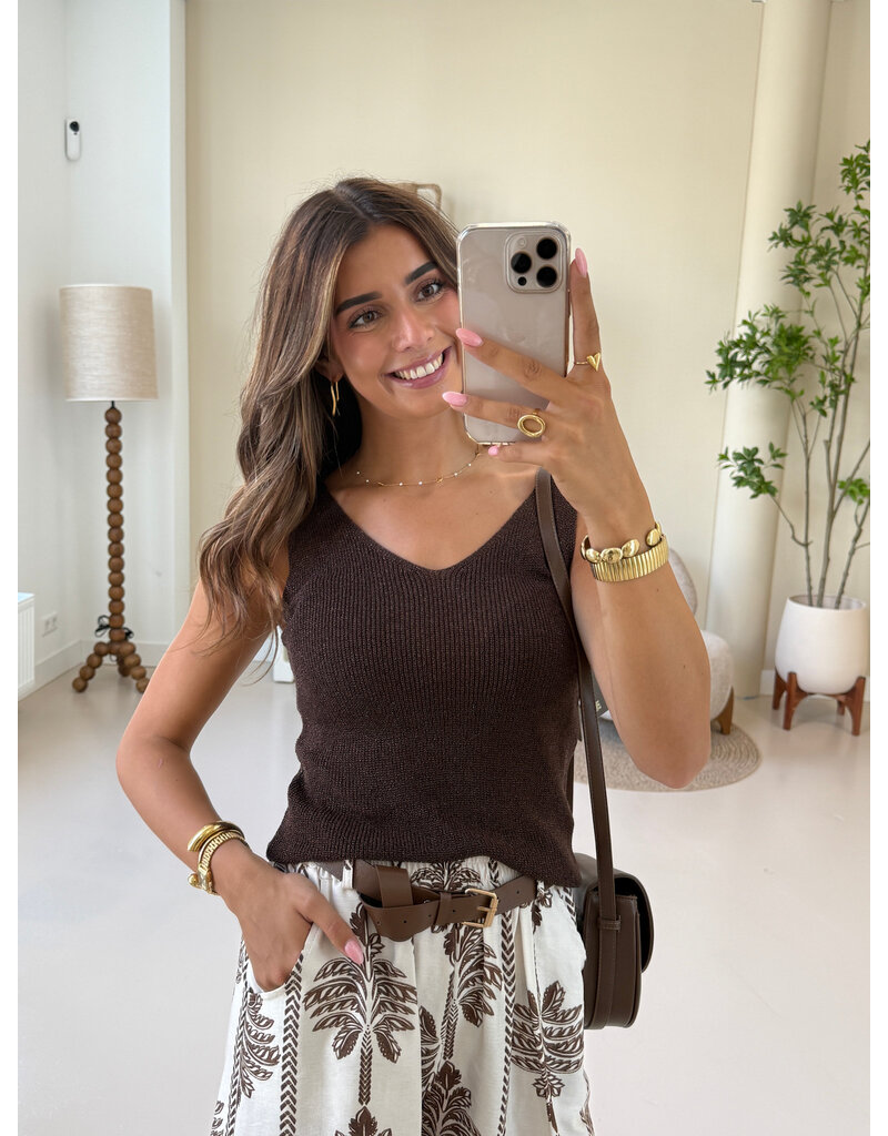 21Jewelz Glitter top met v-hals - bruin