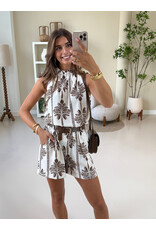 21Jewelz Short met riem & palmboomprint - ecru