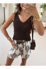 21Jewelz Short met riem & palmboomprint - ecru