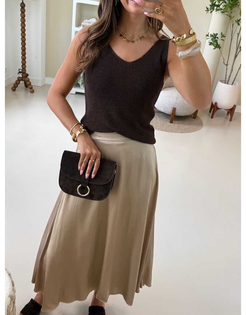 21Jewelz Satijn-look rok met elastische band - beige