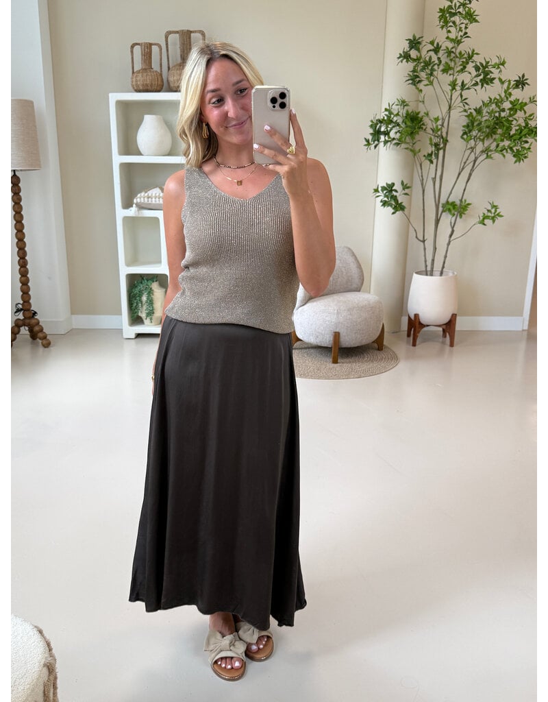 21Jewelz Satijn-look rok met elastische band - bruin