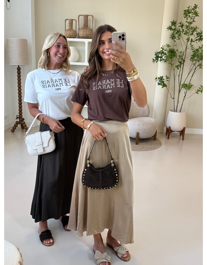 21Jewelz Satijn-look rok met elastische band - bruin