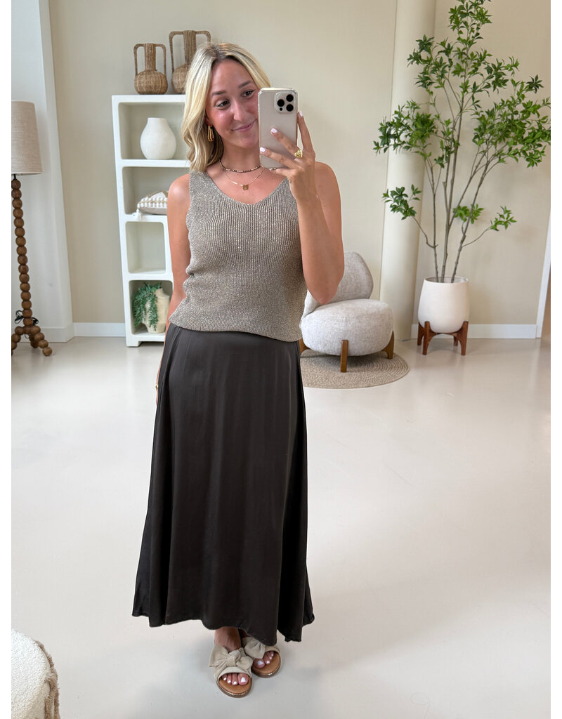 21Jewelz Glitter top met v-hals - taupe