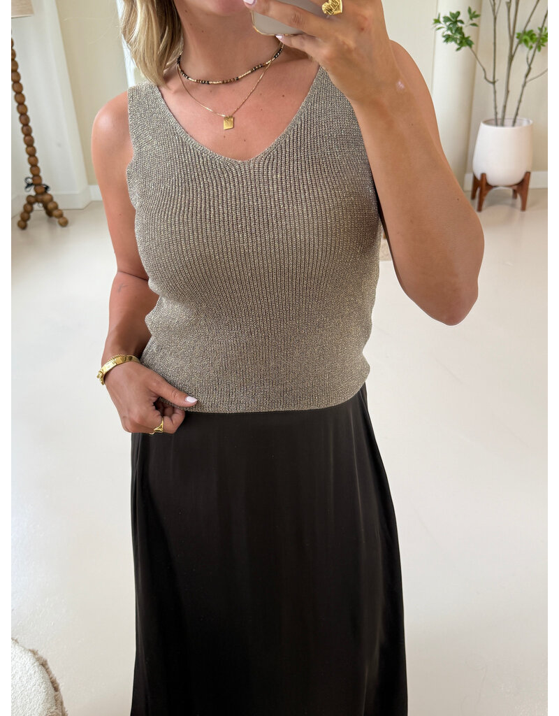 21Jewelz Glitter top met v-hals - taupe