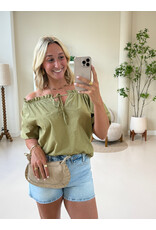 21Jewelz Blouse met strikdetail en pofmouw - groen