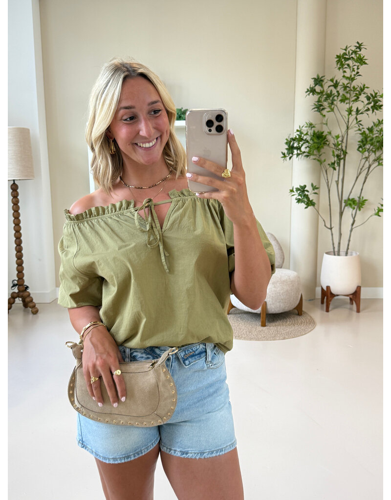21Jewelz Blouse met strikdetail en pofmouw - groen