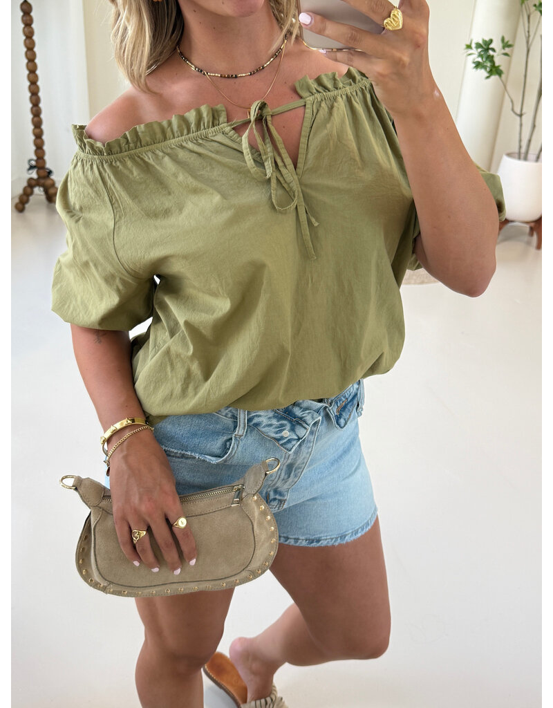 21Jewelz Blouse met strikdetail en pofmouw - groen