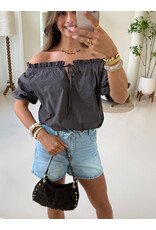 21Jewelz Blouse met strikdetail en pofmouw - bruin
