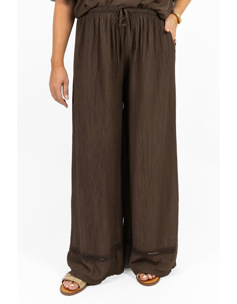 21Jewelz Effen pantalon met embroidery detail - bruin