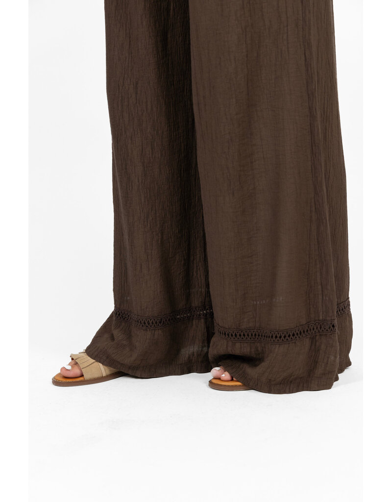 21Jewelz Effen pantalon met embroidery detail - bruin