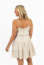 21Jewelz Mouwloos jurkje met koordje & ruches - beige