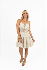 21Jewelz Mouwloos jurkje met koordje & ruches - beige