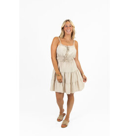 21Jewelz Mouwloos jurkje met koordje & ruches - beige