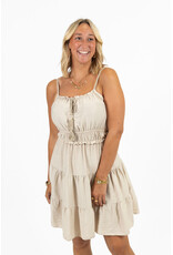 21Jewelz Mouwloos jurkje met koordje & ruches - beige