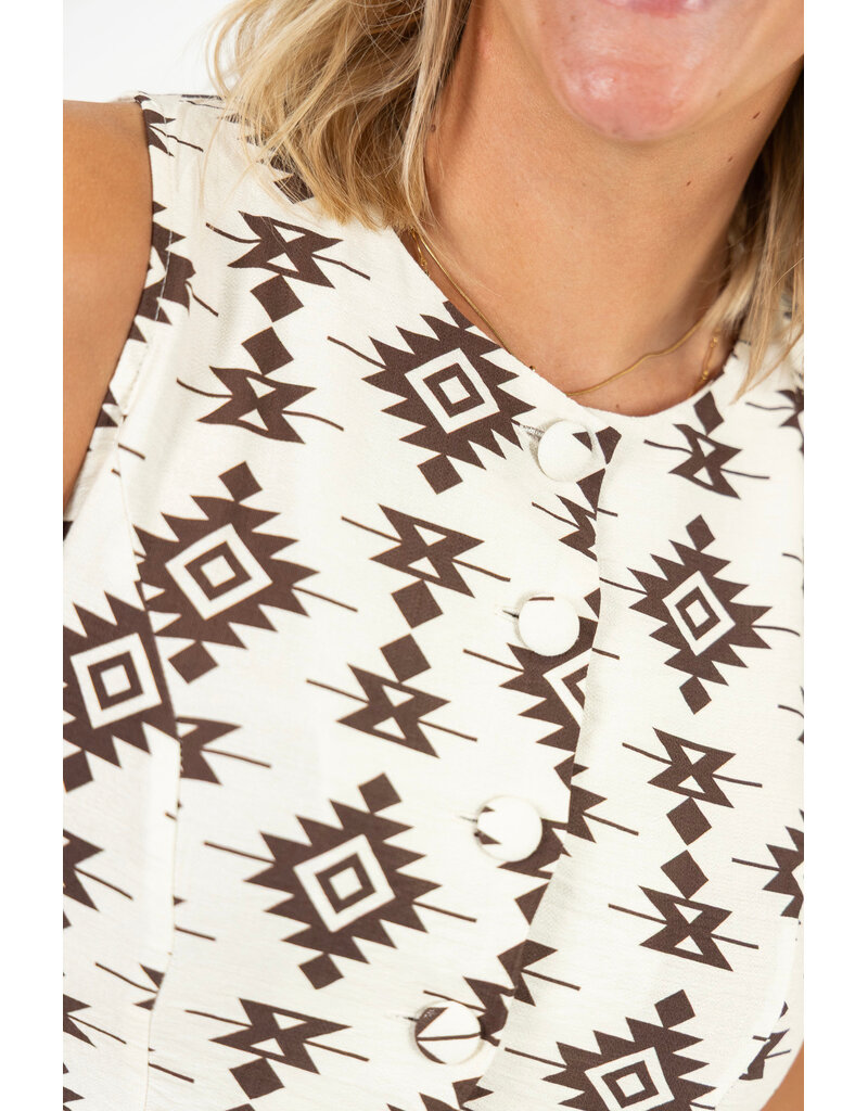 21Jewelz Mouwloos blousje met print - ecru