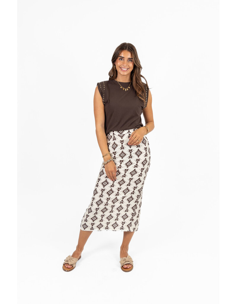 21Jewelz Mouwloze top met studs - donkerbruin