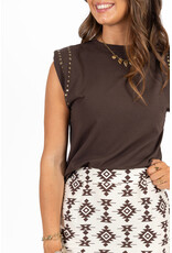 21Jewelz Mouwloze top met studs - donkerbruin