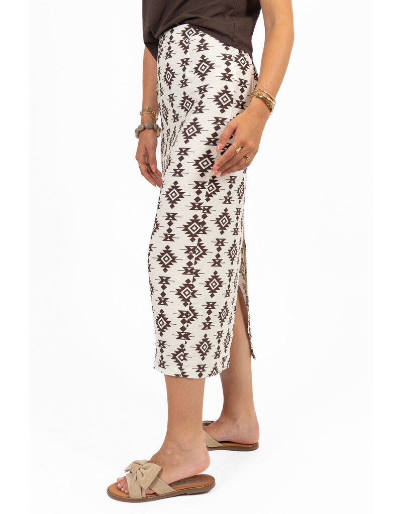 21Jewelz Rok met print en split - ecru