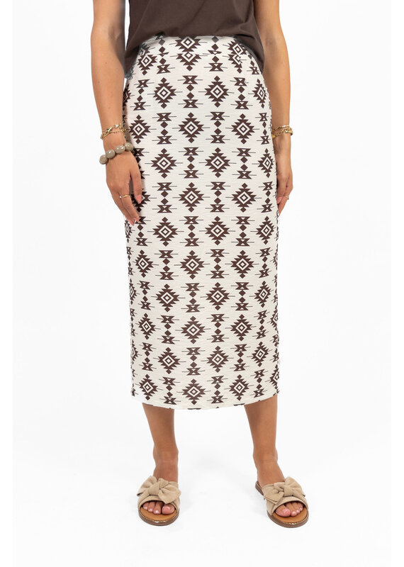 21Jewelz Rok met print en split - ecru