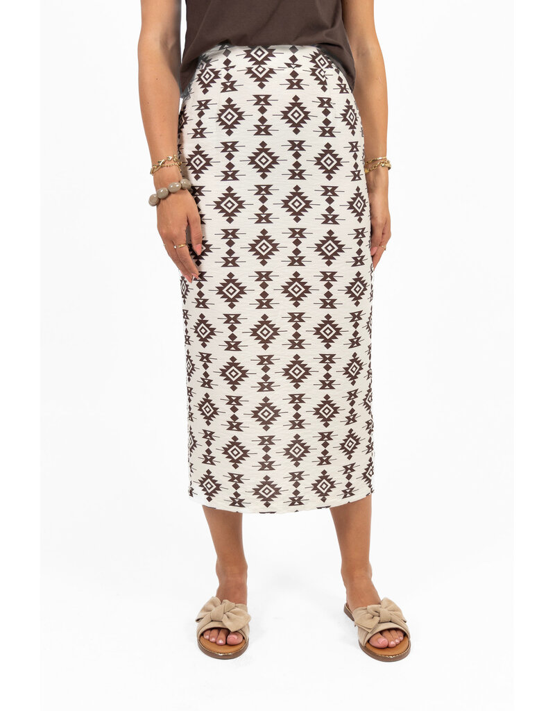21Jewelz Rok met print en split - ecru