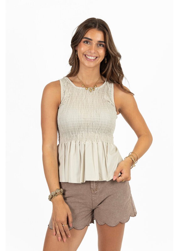 21Jewelz Gesmokte top - beige