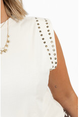 21Jewelz Mouwloze top met studs - ecru
