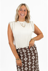 21Jewelz Mouwloze top met studs - ecru