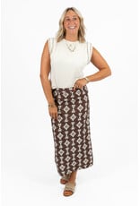 Rok met print en split - bruin