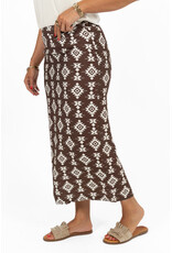 Rok met print en split - bruin