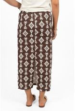 Rok met print en split - bruin